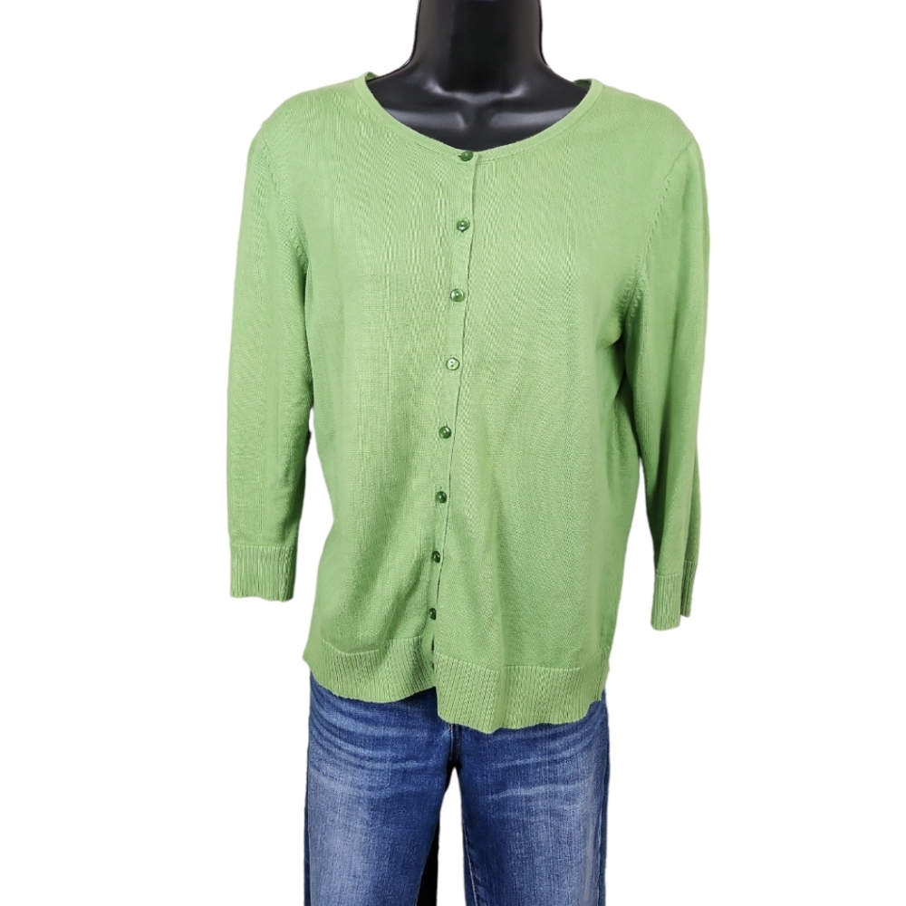 Ann Taylor Factory Store Lime Green Button Front Cardigan - Medium - Picture 3 of 7